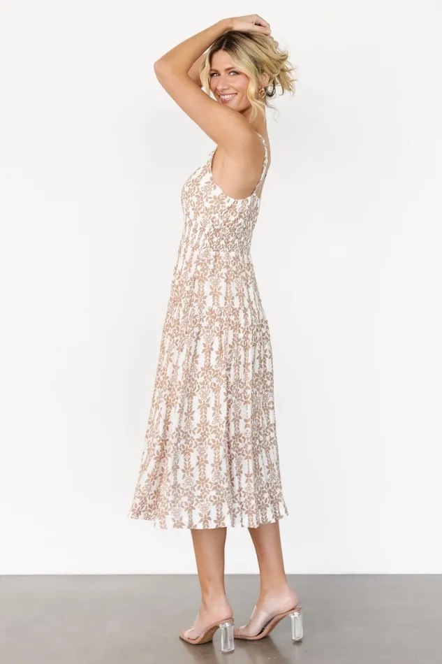 Thebes Tank Midi Dress Taupe Print Women Baltic Born Midi Dresses Thebes Tank Midi Dress Taupe Print Women Baltic Born Midi Dresses