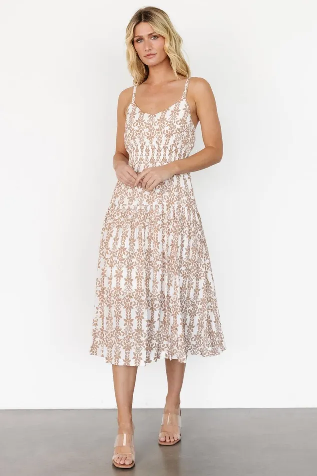 Thebes Tank Midi Dress Taupe Print Women Baltic Born Midi Dresses Thebes Tank Midi Dress Taupe Print Women Baltic Born Midi Dresses