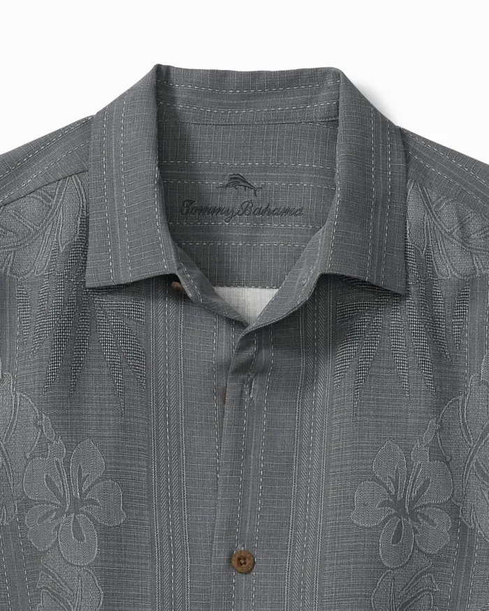 Tommy Bahama Big and Tall Hawaiian Herringbone Camp Shirt Dove Grey Big and Tall Shirts Tommy Bahama Big and Tall Hawaiian Herringbone Camp Shirt Dove Grey Big and Tall Shirts