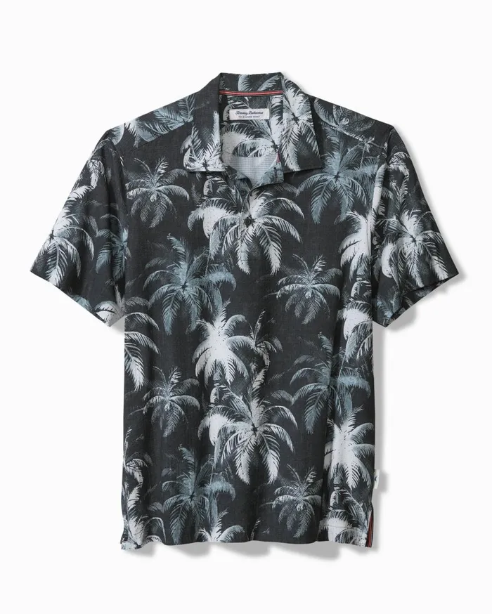 Tommy Bahama Big and Tall San Lucio Painted Geo Knit Stretch Shirt Blue Canal Big and Tall Shirts