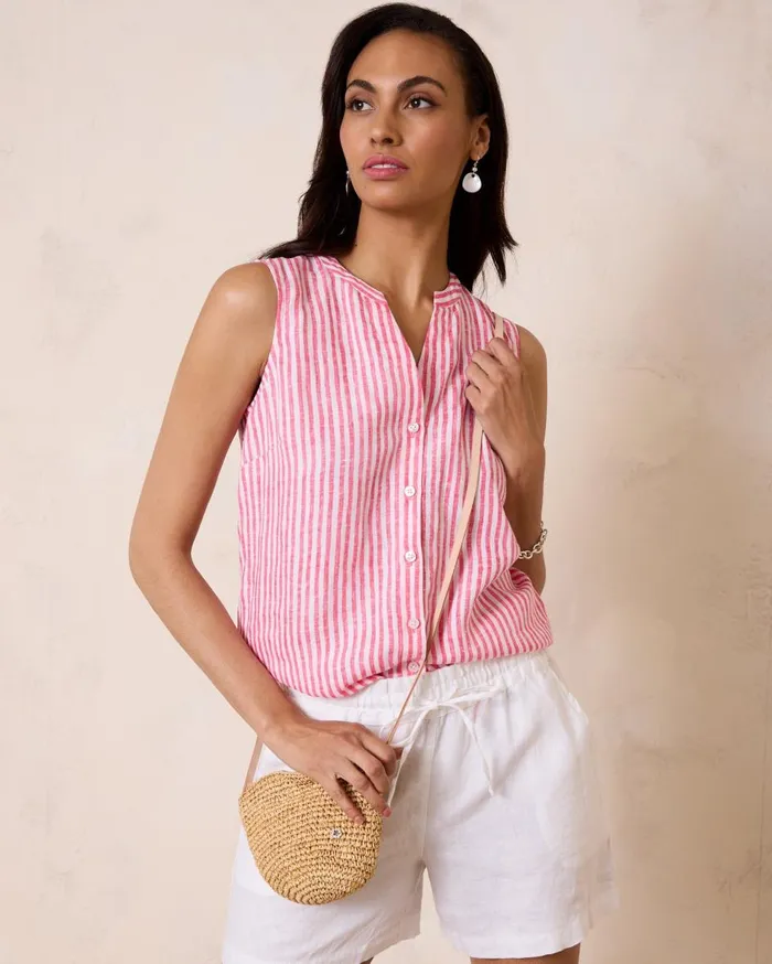 Tommy Bahama Island Gauze ShortSleeve Top Blue Vault Women Tops and Shirts