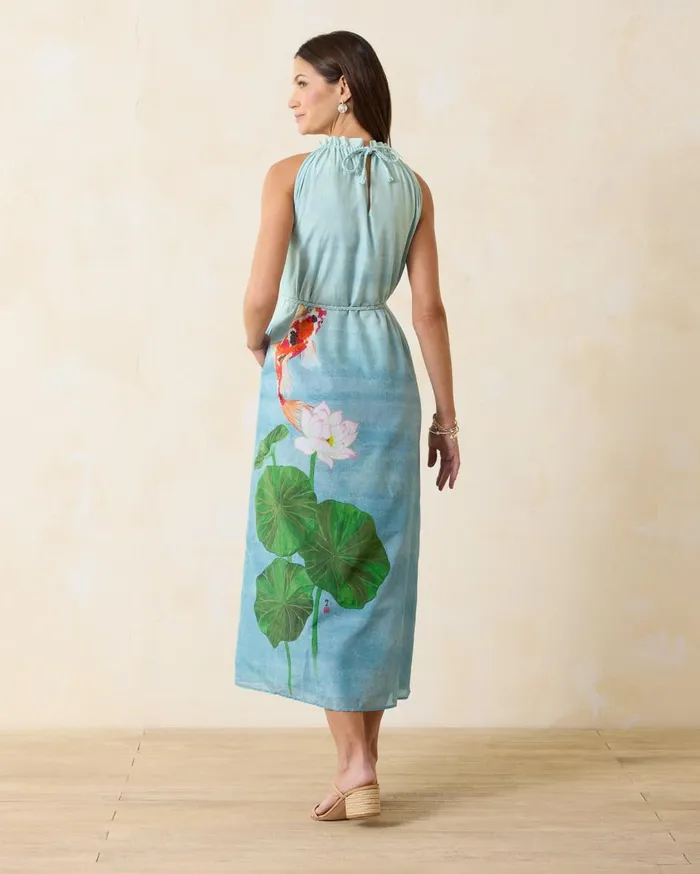 Tommy Bahama Kayo Koi Maxi Dress Arroyo Blue Women Dresses