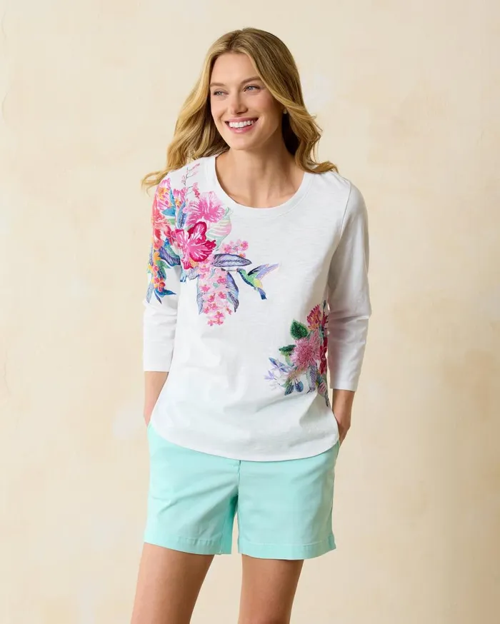 Tommy Bahama Perfectly Paradise Lux 34Sleeve TShirt White Women Loungewear Tommy Bahama Perfectly Paradise Lux 34Sleeve TShirt White Women Loungewear