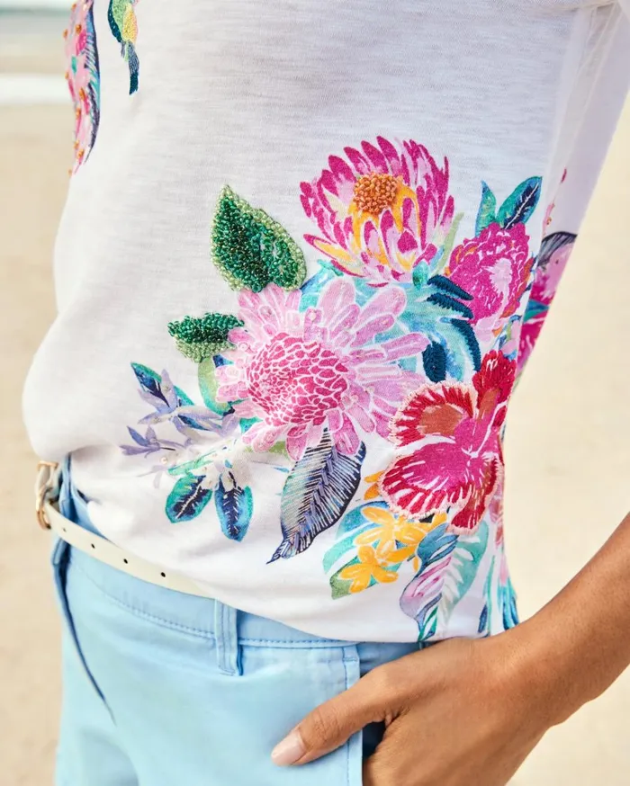 Tommy Bahama Perfectly Paradise Lux 34Sleeve TShirt White Women Loungewear Tommy Bahama Perfectly Paradise Lux 34Sleeve TShirt White Women Loungewear