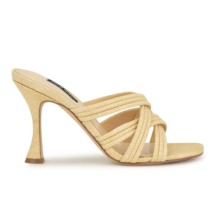 Tracee Heeled Slide Sandals Natural Women Nine West Dress