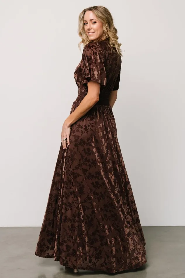 Veronica Velvet Maxi Dress Espresso Women Baltic Born Bump Friendly Veronica Velvet Maxi Dress Espresso Women Baltic Born Bump Friendly