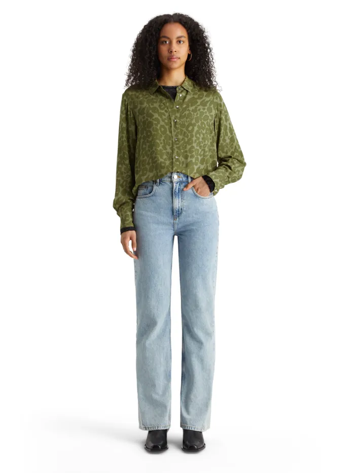 VISCOSE PRINTED RELAXED FIT SHIRT Poetry Leopard Military Women Scotch and Soda Tops and TShirts
