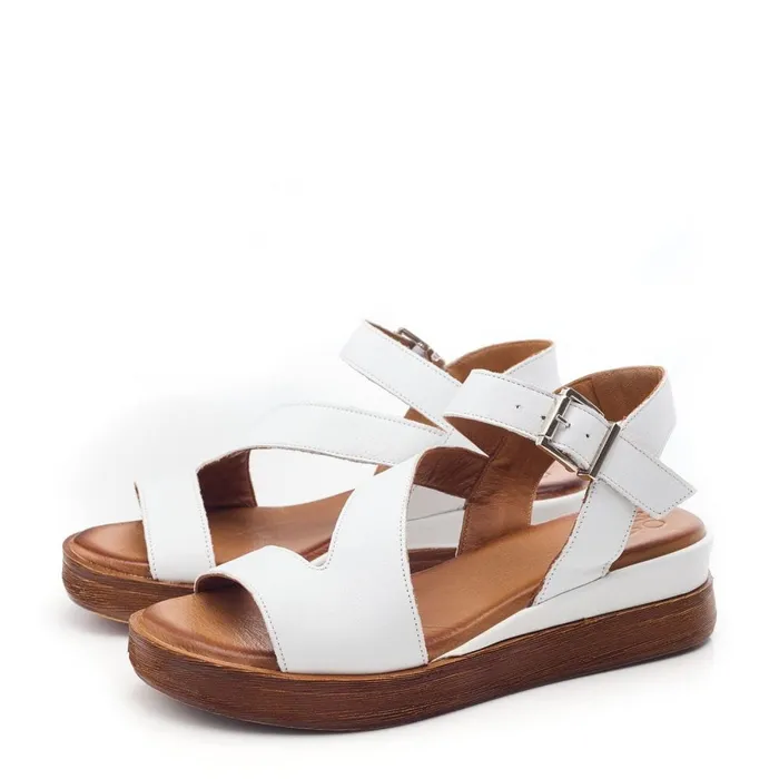 Wedge Sandals Women Moda In Pelle Palmers White Leather