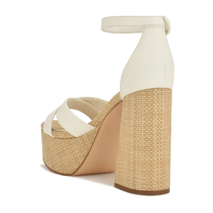 Willie Platform Sandals White Raffia Women Nine West Platforms Willie Platform Sandals White Raffia Women Nine West Platforms