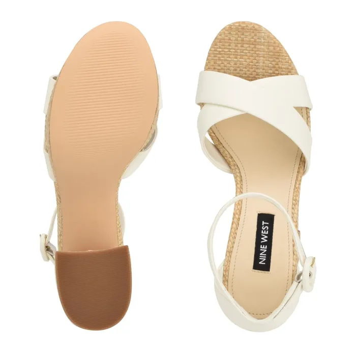 Willie Platform Sandals White Raffia Women Nine West Platforms Willie Platform Sandals White Raffia Women Nine West Platforms