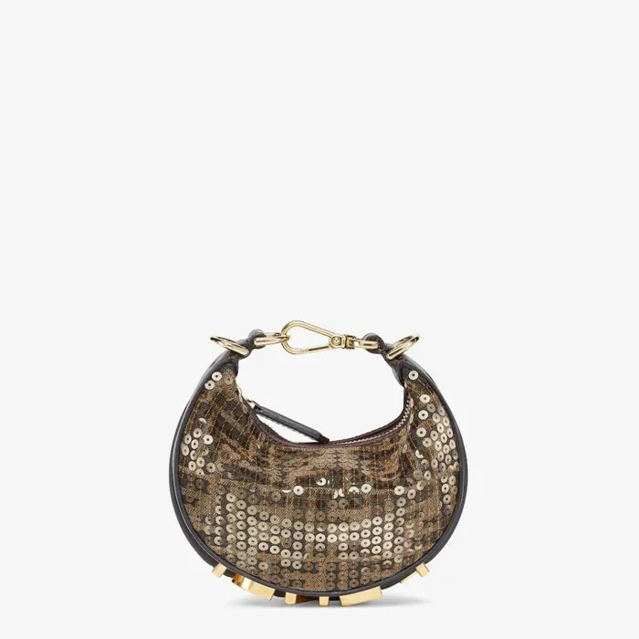 Woman Brown Fabric Charm Brown Fendi Miniature Bags