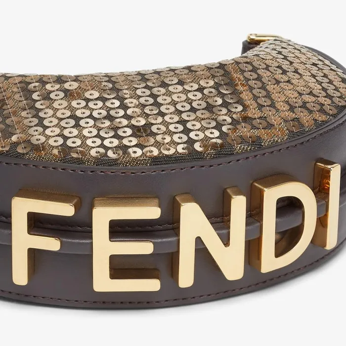 Woman Brown Fabric Charm Brown Fendi Miniature Bags