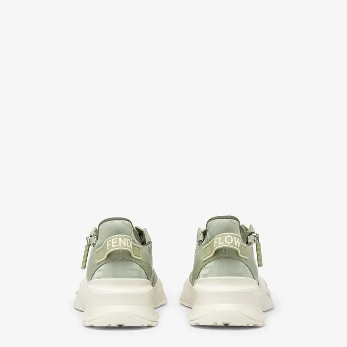 Woman Green Leather Low Tops Green Fendi Sneakers