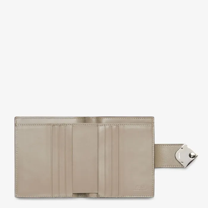 Woman TwoTone Pink And Dove Grey Leather Compact Wallet Pink Fendi Wallets