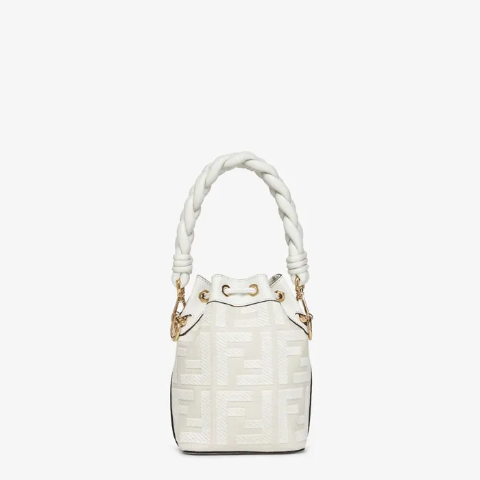 Woman White Ff Canvas MiniBag White Fendi Mini Bags
