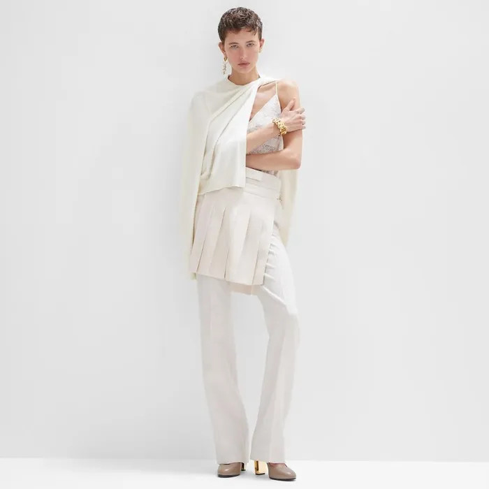 Woman White Grain De Poudre Wool Trousers White Fendi Pants and Shorts