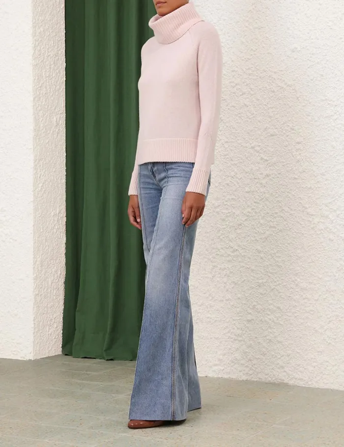 Women Clothing Zimmermann Funnel Neck Sweater Dusty Pink