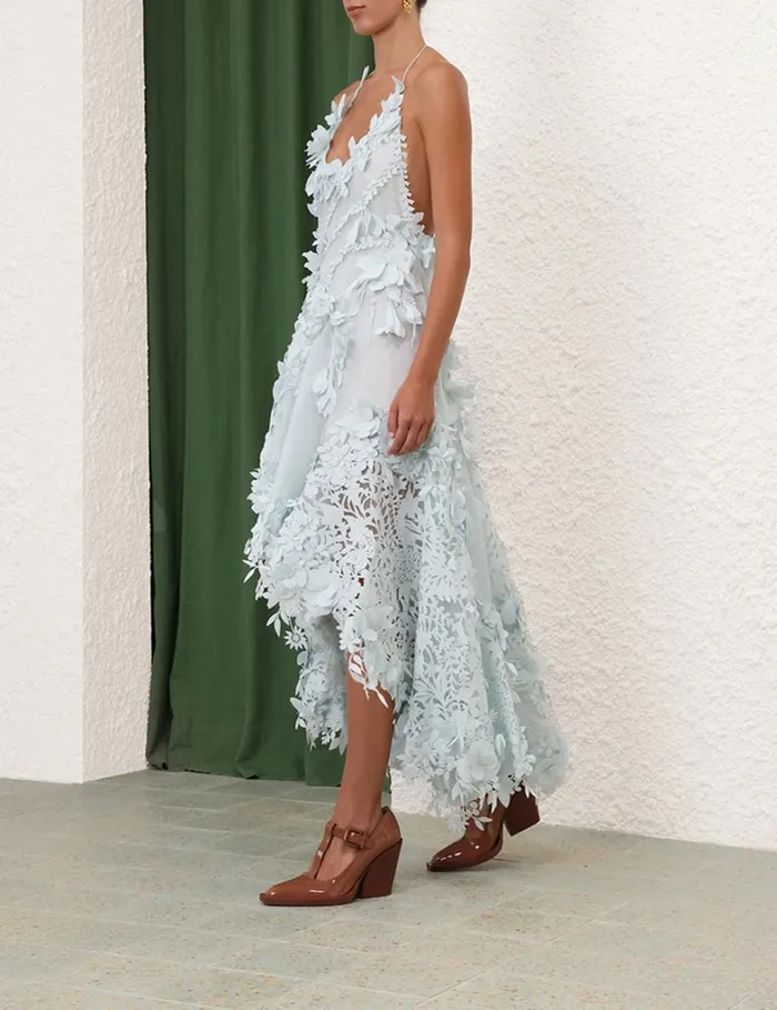 Women Clothing Zimmermann Natura Lasercut Halter Dress Mint