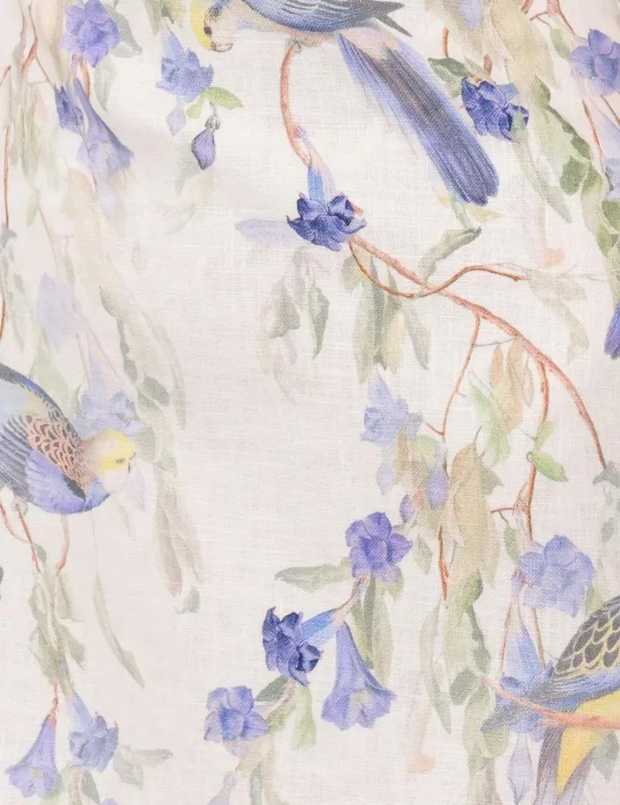 Women Clothing Zimmermann Natura Midi Dress Blue Birds