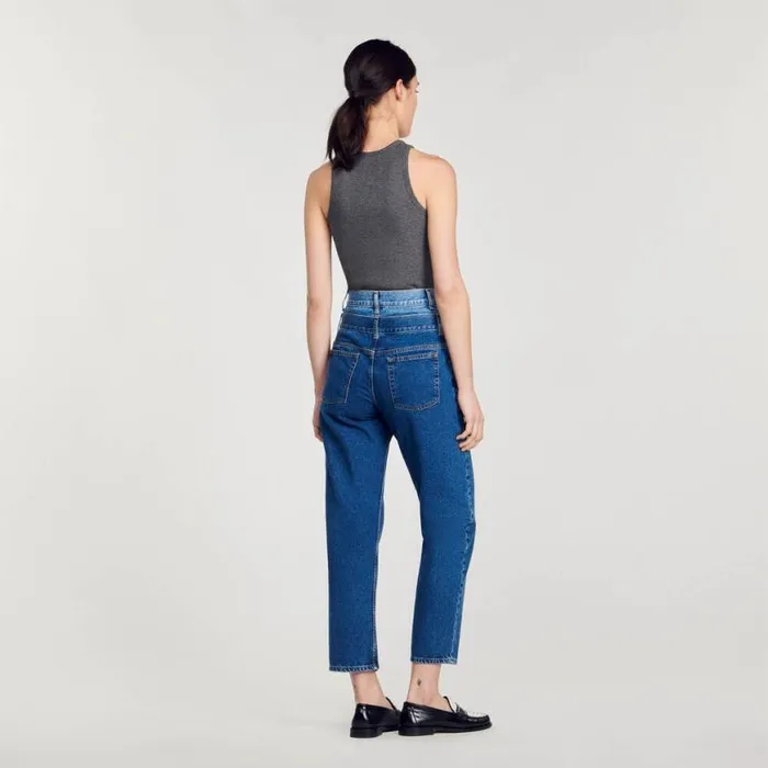 Women Jeans SANDRO Trompe L039il Mom Jeans Blue