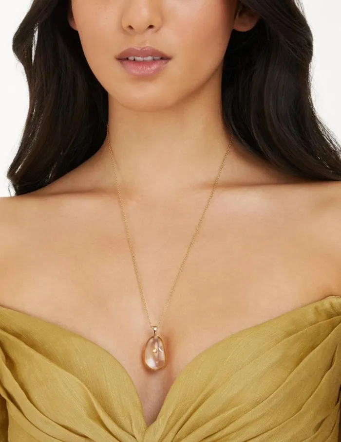 Women Jewellery Zimmermann Crystal Pebble Necklace Goldtransparent Quartz