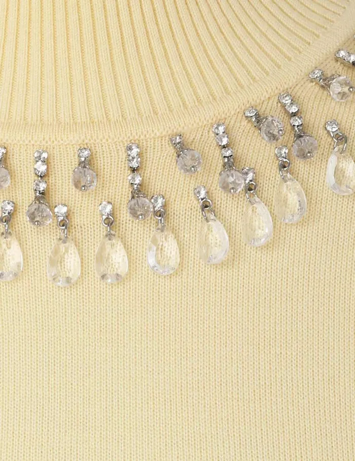 Women Knitwear Zimmermann Matchmaker High Neck Crop Top Lemon