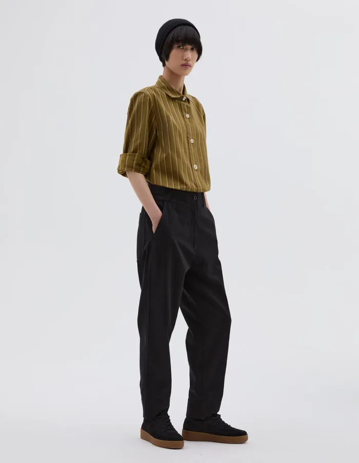 Women Mhl Tab Waist Tapered Trouser Off Black Margaret Howell Trousers