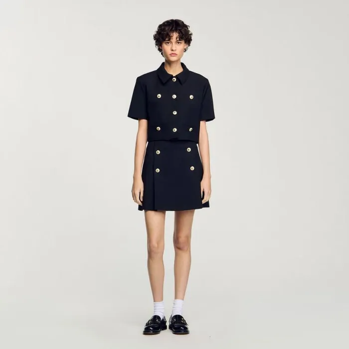 Women Skirts SANDRO Short Pleated Skirt Black