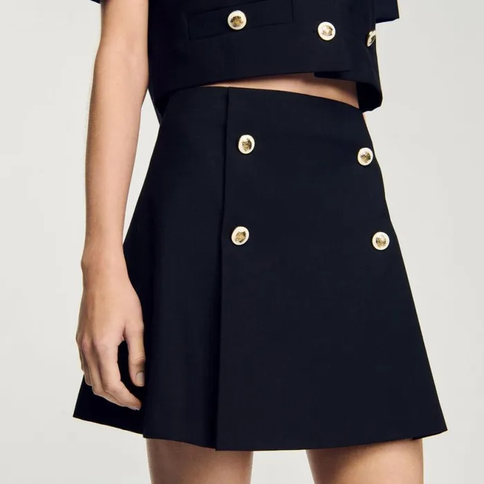 Women Skirts SANDRO Short Pleated Skirt Black