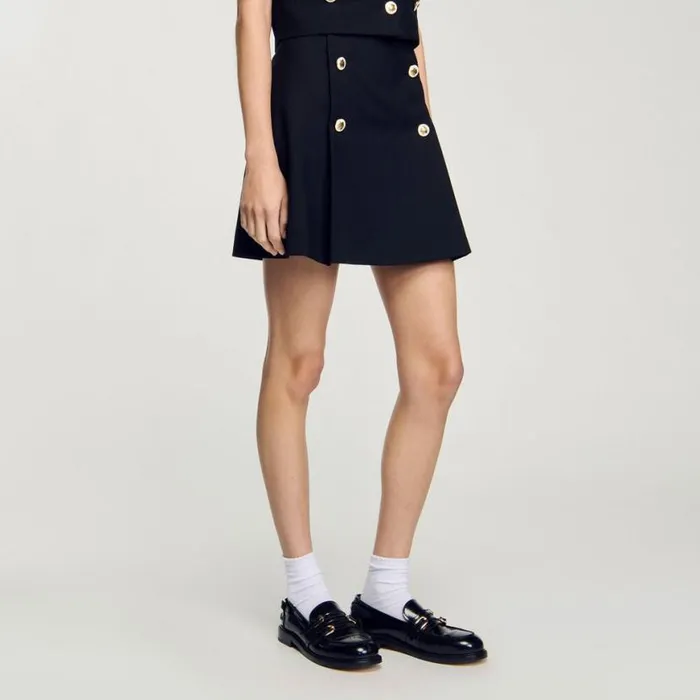 Women Skirts SANDRO Short Pleated Skirt Black