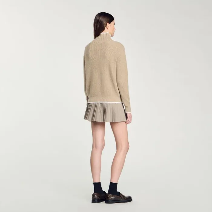 Women Sweaters and Cardigans SANDRO Turtleneck Jumper Beige