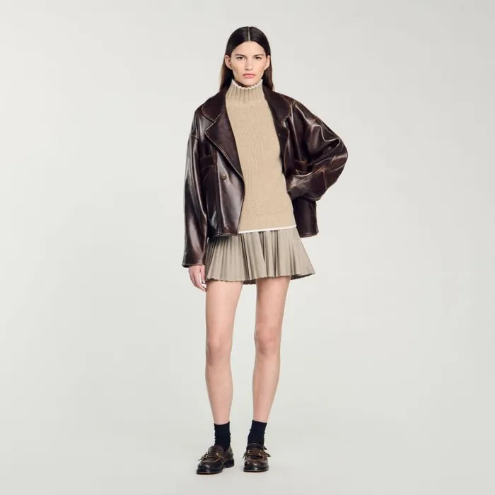 Women Sweaters and Cardigans SANDRO Turtleneck Jumper Beige
