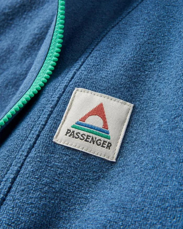 Women Tops Passenger Crest Polartec Fleece Hoodie Dark Denim Marl