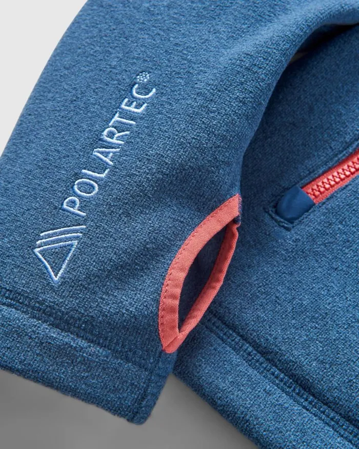 Women Tops Passenger Crest Polartec Fleece Hoodie Dark Denim Marl