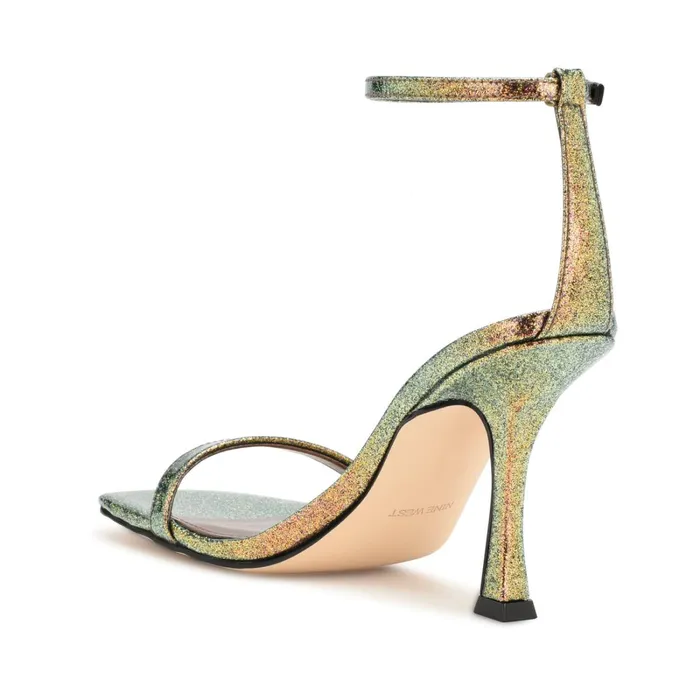 Yess Ankle Strap Sandals Bronze Glitter Women Nine West High Heels Yess Ankle Strap Sandals Bronze Glitter Women Nine West High Heels